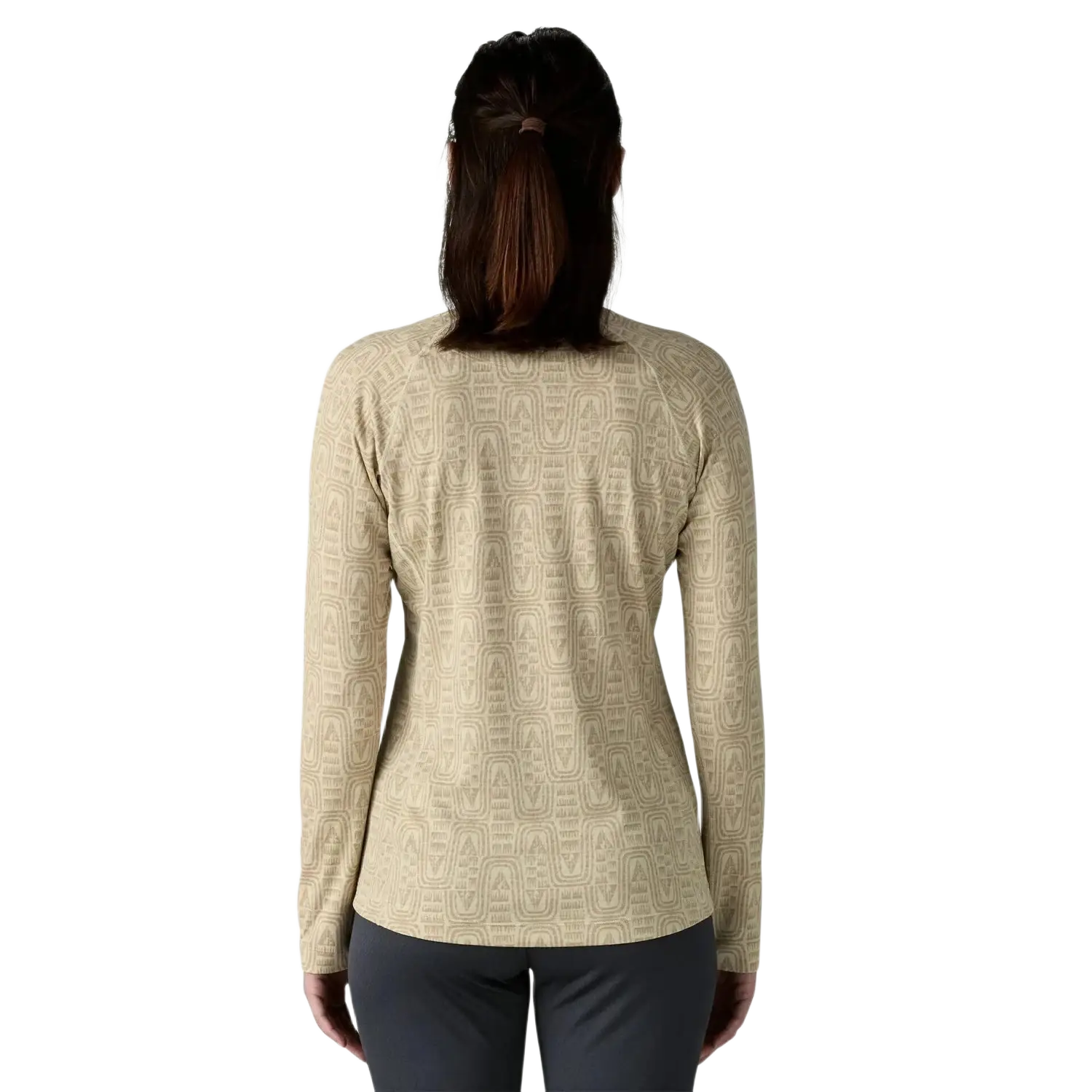 Patagonia Women's Capilene® Midweight Crewneck in flow & dyno white, on model back view