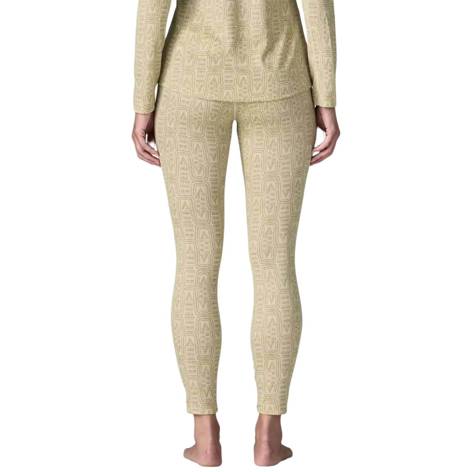 Patagonia Women's Capilene® Midweight Bottoms in flow & dyno white, on model back view