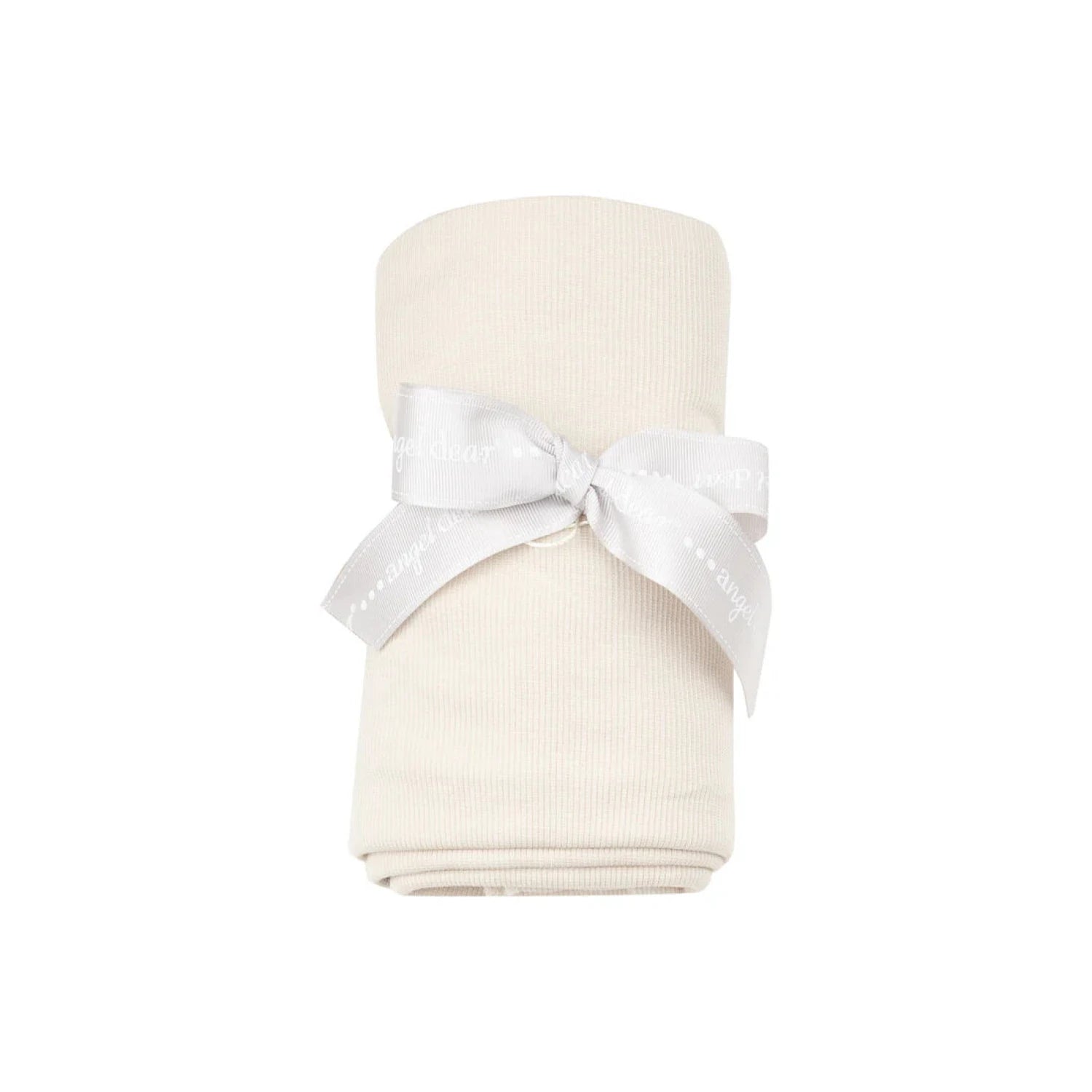 Angel Dear Baby Waffle Swaddle Blanket in basic sugar swizzle, rolled up with bow