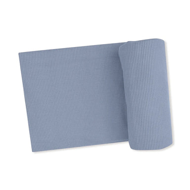 Angel Dear Baby Waffle Swaddle Blanket in blue blizzard, unrolled