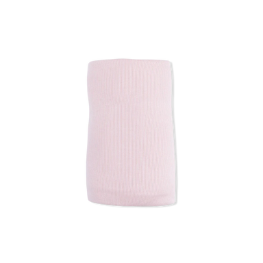 Angel Dear Baby Rib Knit Swaddle Blanket in solid veiled pink, front view rolled