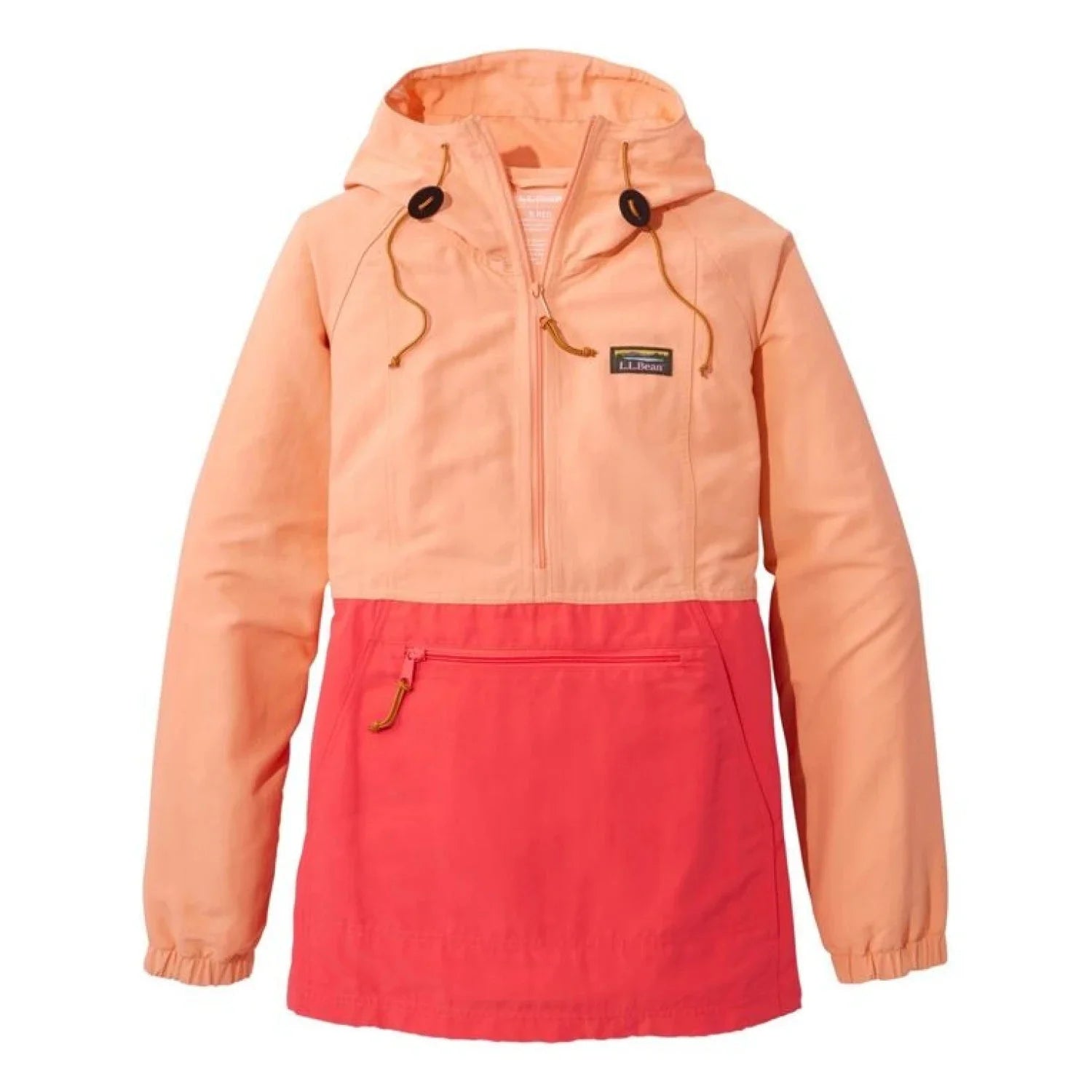 L.L. Bean Women's Mountain Classic Anorak in coral bisque & hot coral, flat front