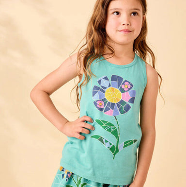 Tea Girl's Gaudi's Flower Graphic Tank Top, model view