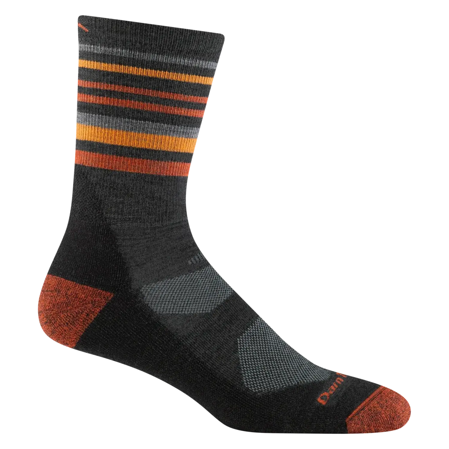 Darn Tough Men's Fastpack Micro Crew Lightweight Hiking Socks in charcoal, side view