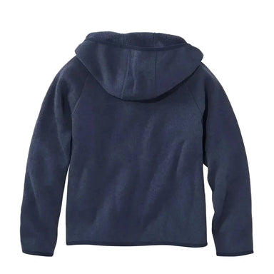 L.L. Bean Kid's Hooded Sweater Fleece in bright navy flat back view