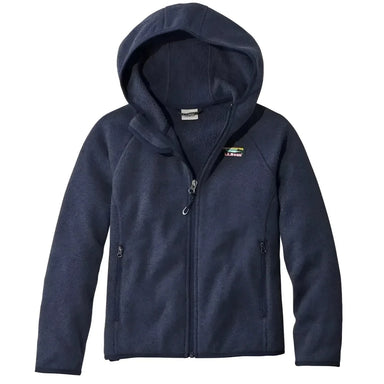 L.L. Bean Kid's Hooded Sweater Fleece in bright navy flat front view