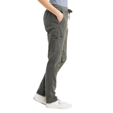 LL Bean Women's Stretch Ripstop Pull-On Pants dark taupe model side