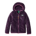 L.L. Bean Kid's Hi-Pile Fleece Hoodie in eggplant, flat front view