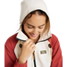 L.L. Bean Women's Mountain Classic Anorak in natural and bright mariner, on model hood up