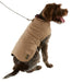 L.L. Bean Reversible Field Coat for Dogs in saddle, side view on dog