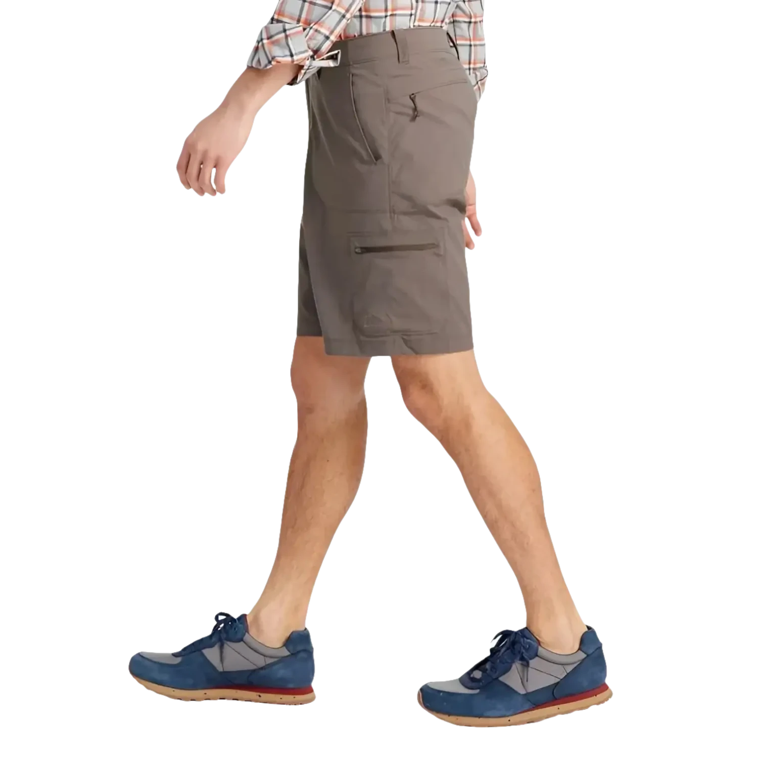 L.L. Bean Men's Cresta Hiking Shorts 10" in dark cinder, on model side view