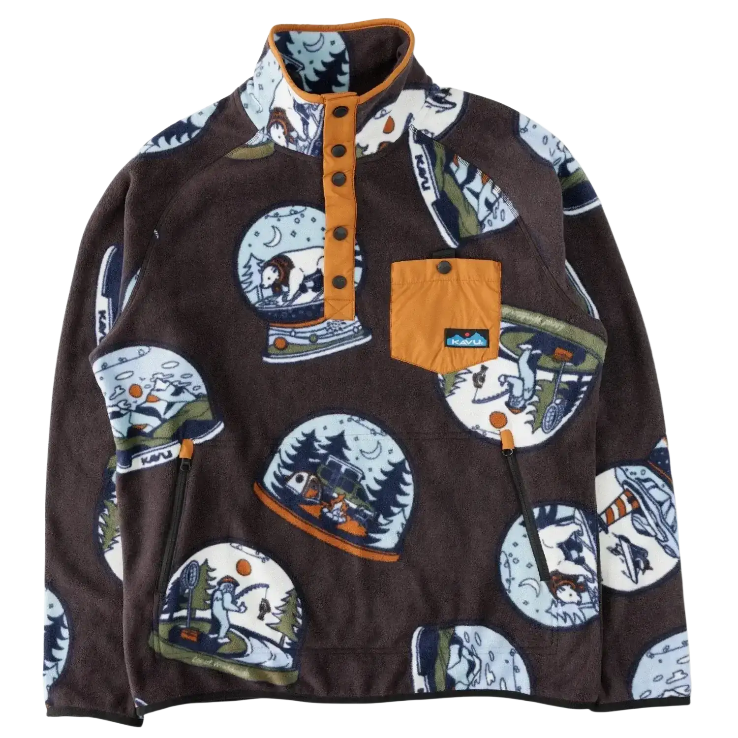 KAVU Men's Teannaway Fleece in snowglobe, flat front view