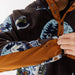 KAVU Men's Teannaway Fleece in snowglobe, on model sleeve detail