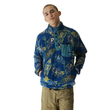 KAVU Men's Teannaway Fleece in summer fish, on model front view