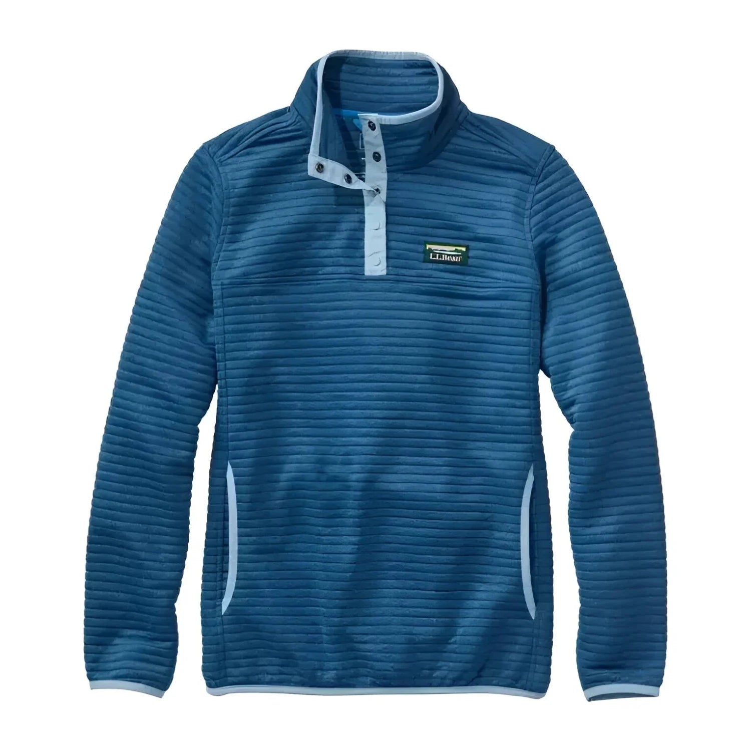 L.L. Bean Women's Airlight Knit Pullover in light ocean heather, front view 