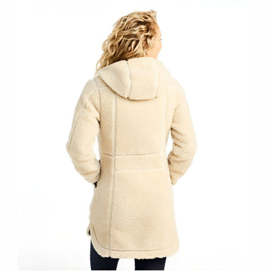 L.L. Bean Women's Mountain Pile Fleece Coat in natural, on model back view