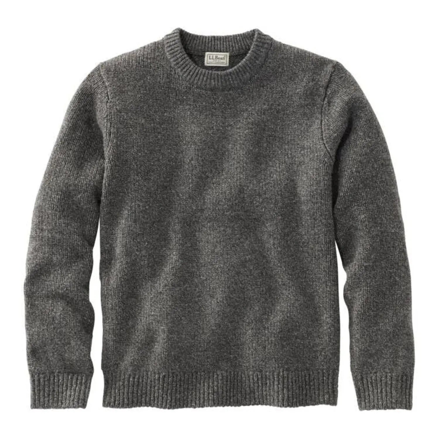 L.L. Bean Men's Bean's Classic Ragg Wool Crewneck Sweater in charcoal, flat front view