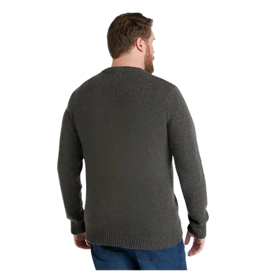 L.L. Bean Men's Bean's Classic Ragg Wool Crewneck Sweater in charcoal, on model back view