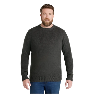 L.L. Bean Men's Bean's Classic Ragg Wool Crewneck Sweater in charcoal, on model front view
