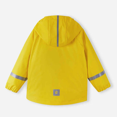 Reima Kid's Lampi Rubber Rain Jacket in yellow, back view