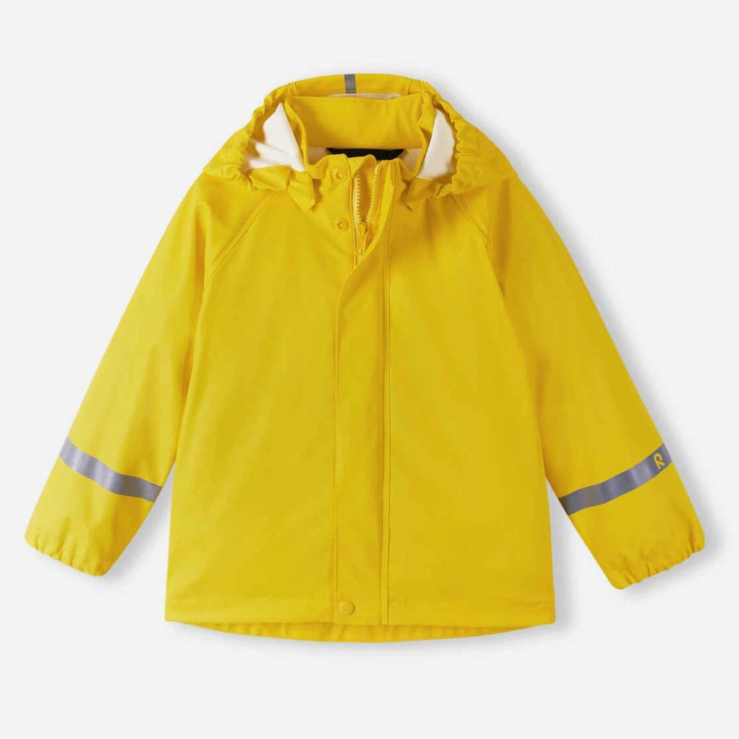 Reima Kid's Lampi Rubber Rain Jacket in yellow, front view
