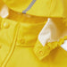 Reima Kid's Lampi Rubber Rain Jacket in yellow, front hood view