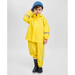 Reima Kid's Lampi Rubber Rain Jacket in yellow, model front view