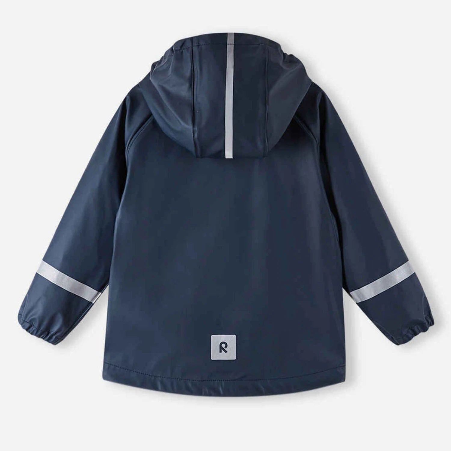 Reima Kid's Lampi Rubber Rain Jacket in navy, back view