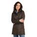 L.L. Bean Women's Fleece-Lined Primaloft Coat in dark cinder, on model front view