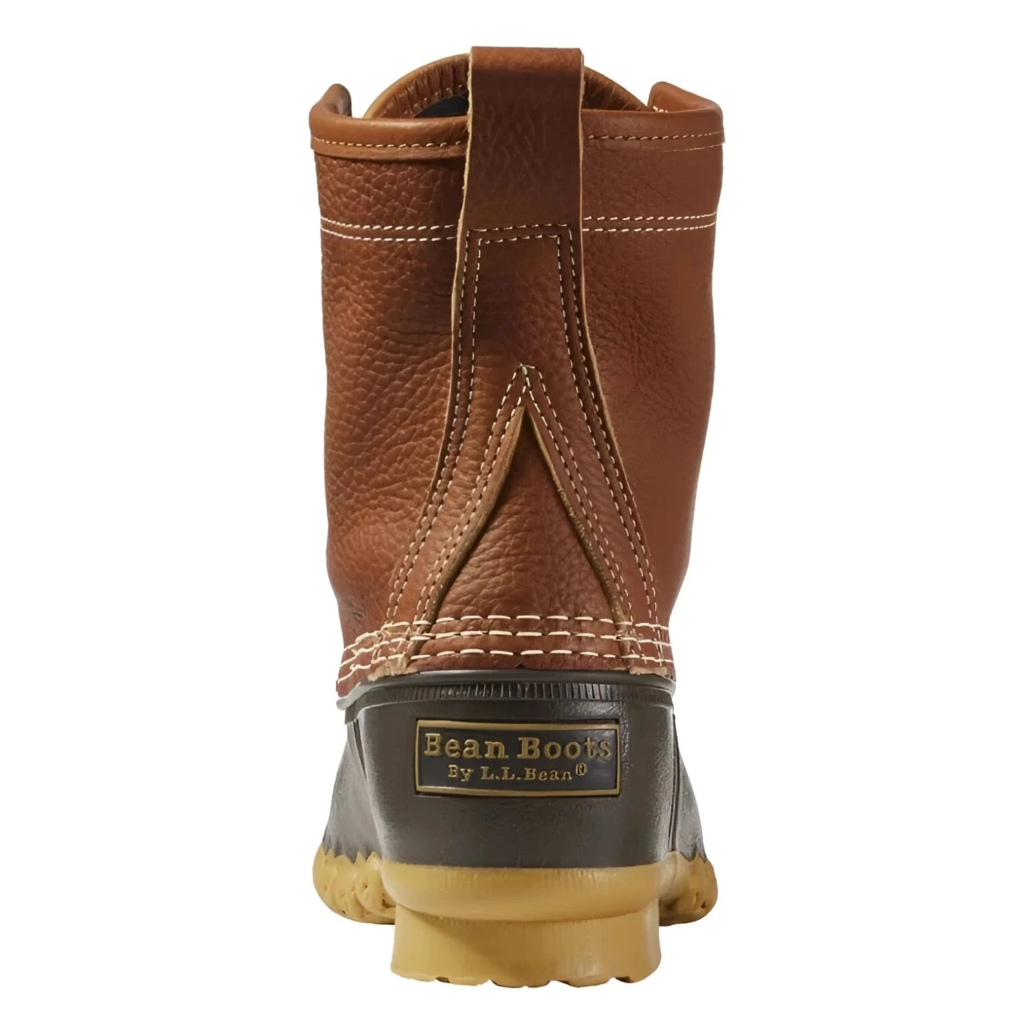 L.L. Bean Women's 8" Flannel-Lined Insulated Bean Boots in tan, brown, gum & classic navy, back view