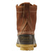 L.L. Bean Women's 8" Flannel-Lined Insulated Bean Boots in tan, brown, gum & classic navy, back view