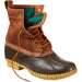 L.L. Bean Women's 8" Flannel-Lined Insulated Bean Boots in tan, brown, gum & classic navy, front view
