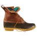 L.L. Bean Women's 8" Flannel-Lined Insulated Bean Boots in tan, brown, gum & classic navy, side view