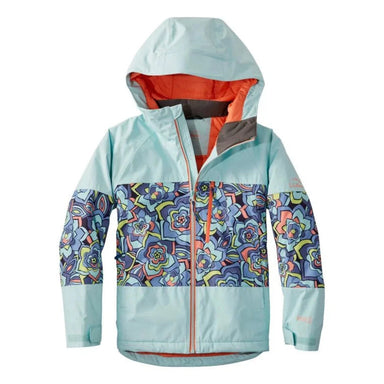 L.L. Bean Kid's Waterproof Wildcat Ski Jacket in wild salmon flower power, flat front