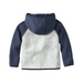 L.L. Bean Baby Hooded Sweater Colorblock Fleece in bright navy & pewter, flat back view