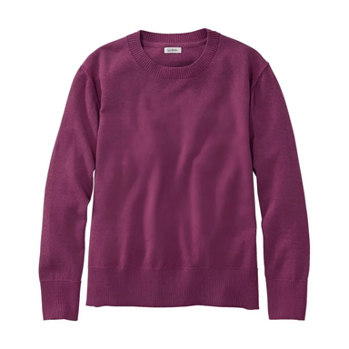 L.L. Bean Women's Cotton/Cashmere Crewneck Sweater in muted plum heather, flat front view