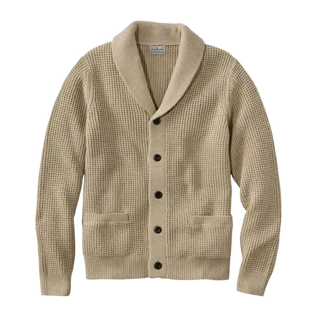 L.L. Bean Men's Organic Cotton Waffle Cardigan Sweater | Heavy Weight  Cotton — Bearcub Outfitters, image size:1024x1024