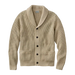 L.L. Bean Men's Organic Cotton Waffle Cardigan Sweater in field khaki, flat front