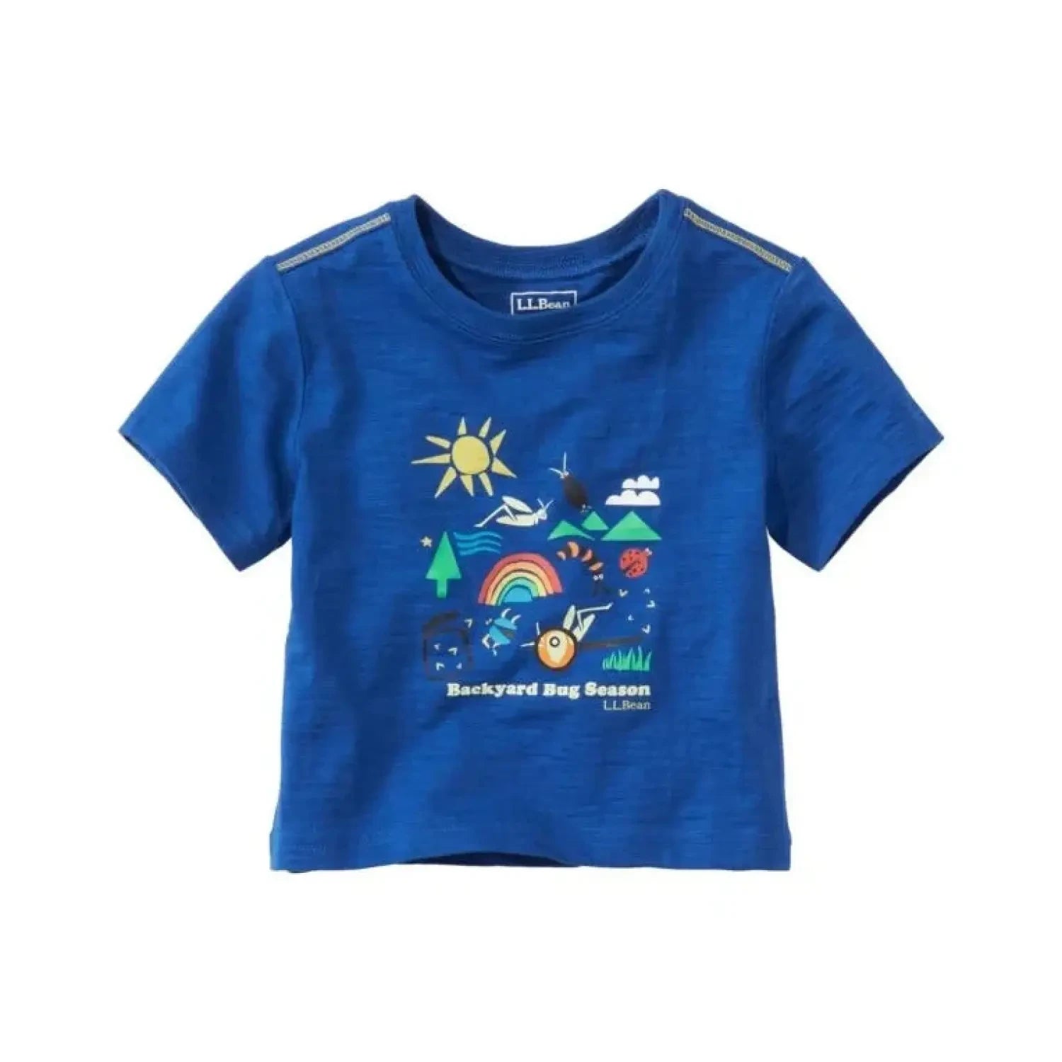 LL Bean Toddler Graphic Tee shown in the Regatta Blue Bugs color/print. Front view.
