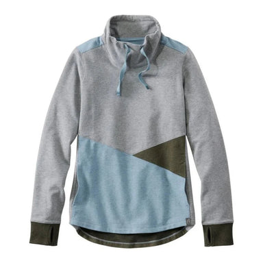 Women's Cozy Colorblock Mixed-Knit Pullover in gray heather & cadet blue heather, flat front