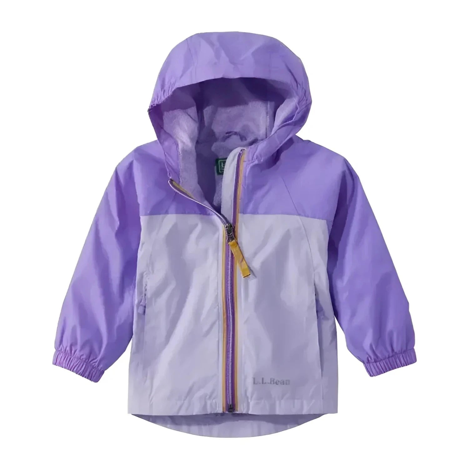 LL Bean Infant Discovery Rain Jacket in alpine aster & french lilac, front view
