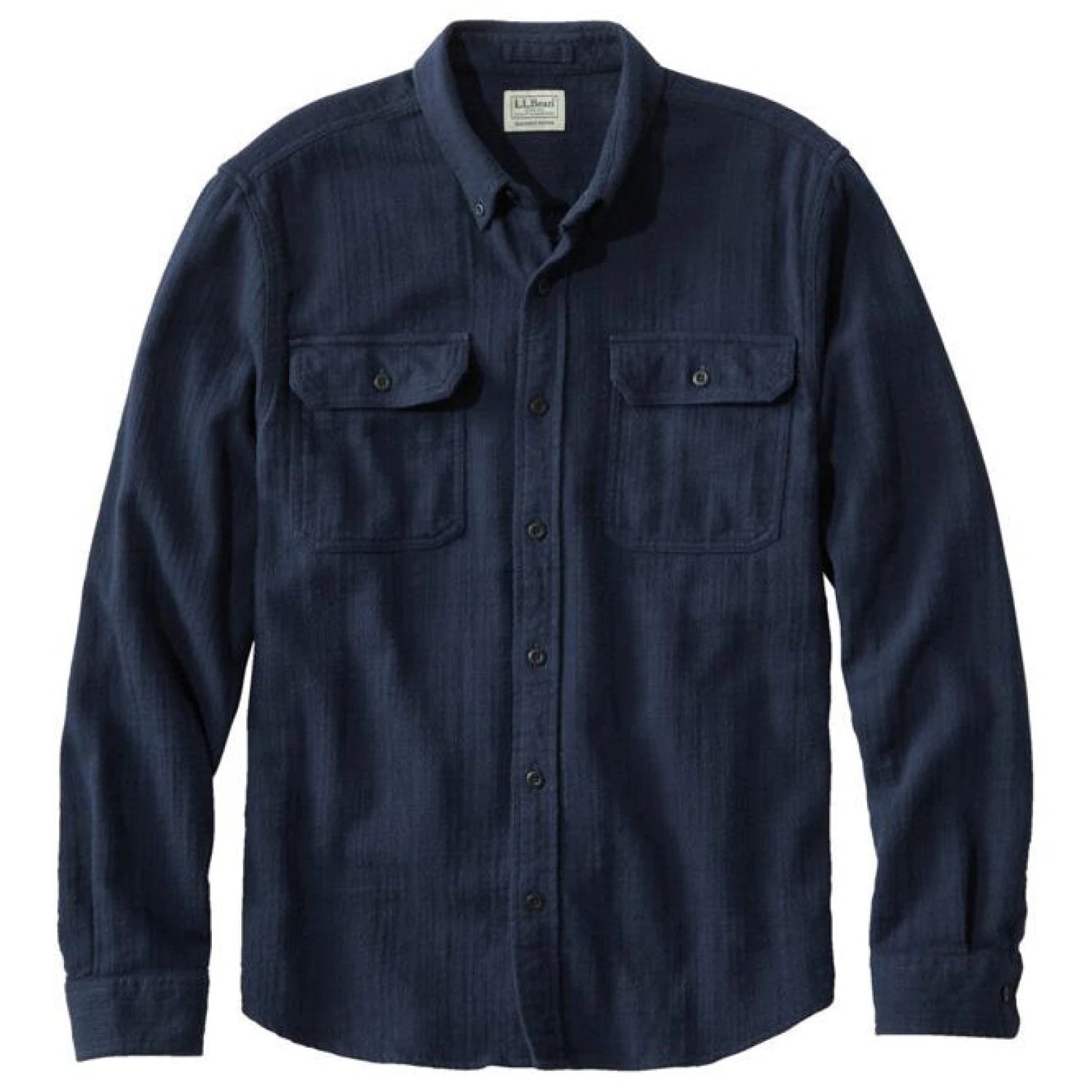 L.L. Bean Men's 1912 Field Flannel Shirt, Slightly Fitted Untucked Fit in classic navy, flat front view