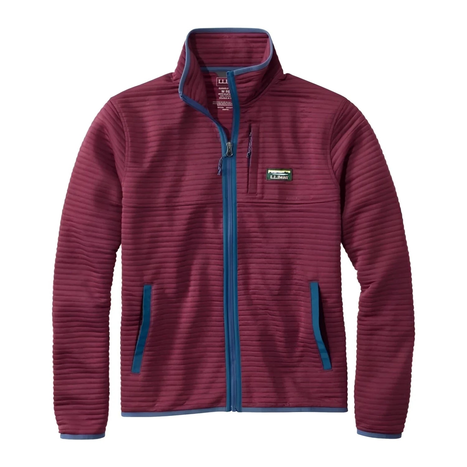 L.L. Bean Men's Airlight Knit Full-Zip in deep rosewood, flat front view