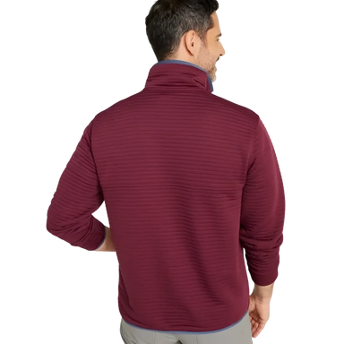 L.L. Bean Men's Airlight Knit Full-Zip in deep rosewood, on model back view