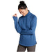 L.L. Bean Women's Ridgeknit Crossneck Pullover in blue, on model front