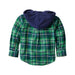 LL Bean Toddler's Fleece-Lined Hooded Flannel Shirt in treeline, flat back