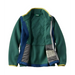 L.L. Bean Kid's Mountain Classic Fleece Jacket in deep green & collegiate blue, front view unzipped