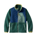 L.L. Bean Kid's Mountain Classic Fleece Jacket in deep green & collegiate blue, front view