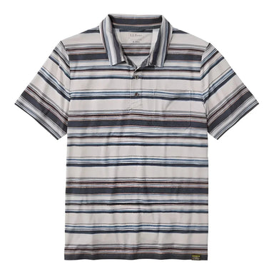 LL Bean Men's Everyday SunSmart® Short Sleeve Polo 2.0 in iron stripe, flat front