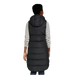 LL Bean Women's Popham Puffer Long Vest in midnight black, on model back view
